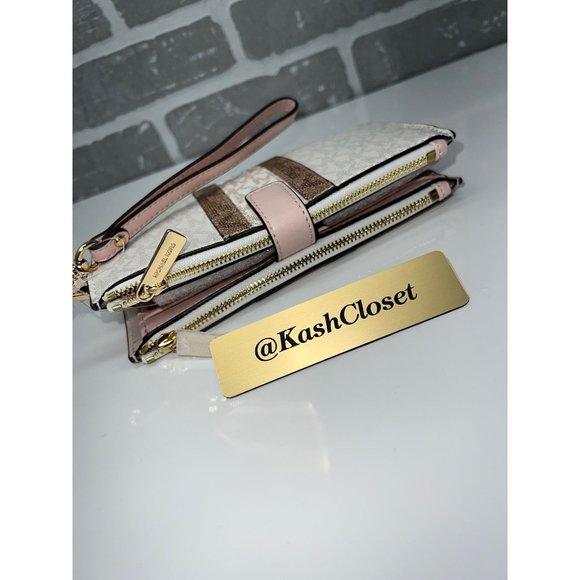 Michael Kors JST LG Color-Block Double-Zip Wristlet - Powder Blush Multi - Picture 2 of 7